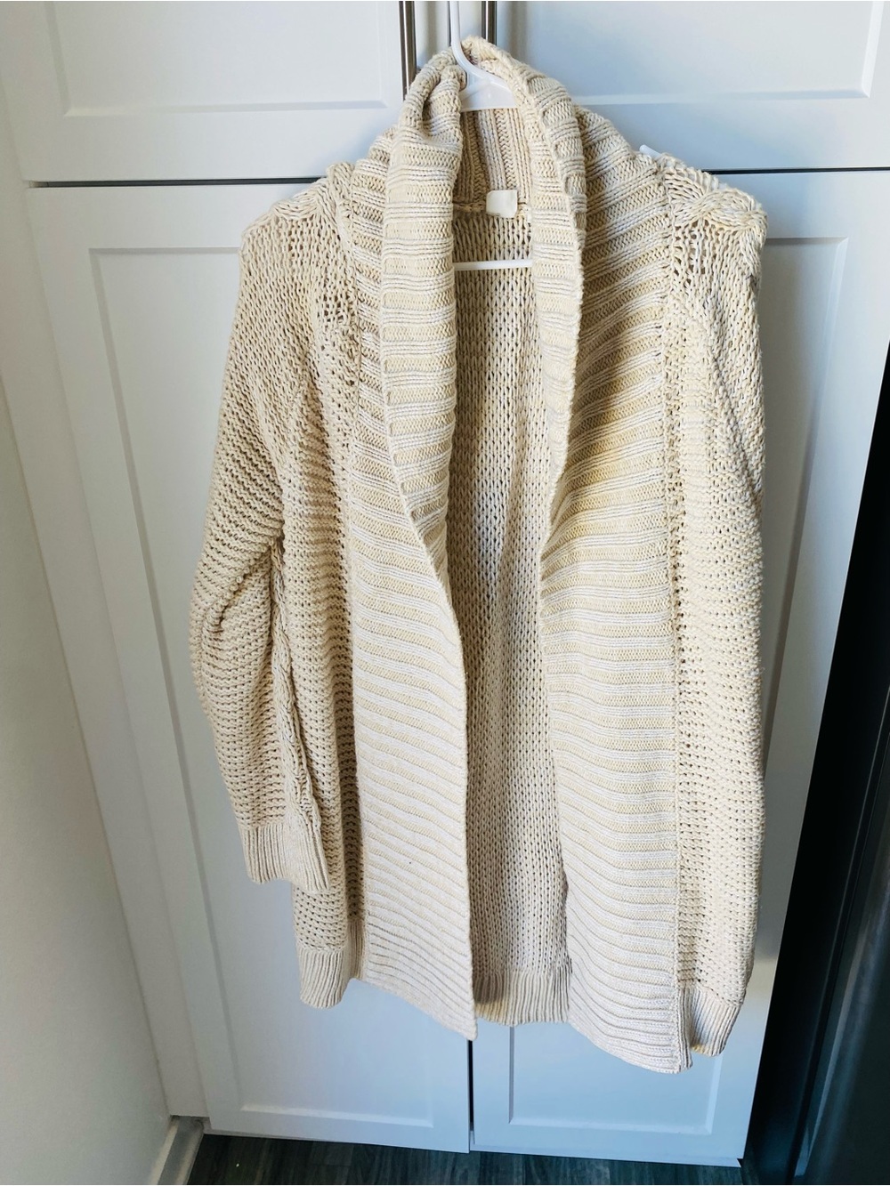 Cream womens GAP large Open Front Knit Cardigan